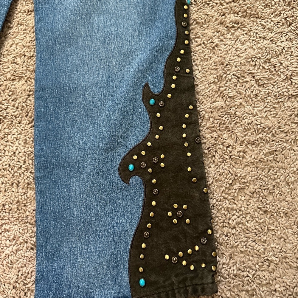 Diane Gilman Western Bootcut Embellished Jeans Size 12P - Picture 11 of 14